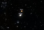 Jupiter (heledam) ja Marss (punakas) 14. augusti hommikutaevas